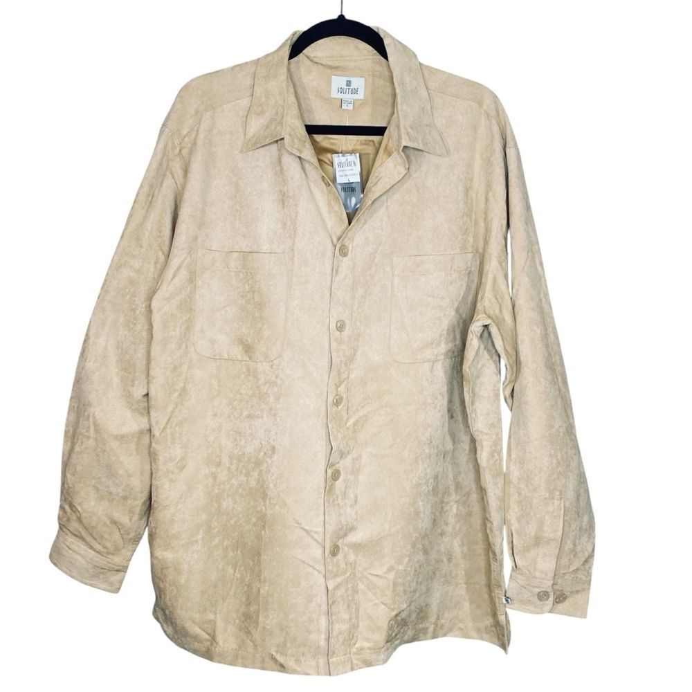 Solitude NWT Faux Suede Button Down Mens Western Core Modern Cowboy SZ Large